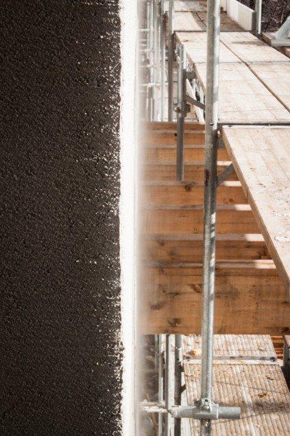 Rainwater evaporating from mineral wool insulation